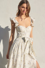 Jada Bustier Flutter Sleeve Maxi Dress - Lavender Floral