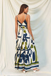 Dion Geometric Belted Maxi Dress