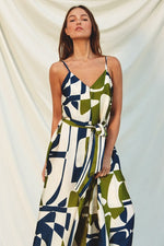 Dion Geometric Belted Maxi Dress