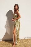 Bridgette Halter Side Slit Maxi Dress - Green Palm