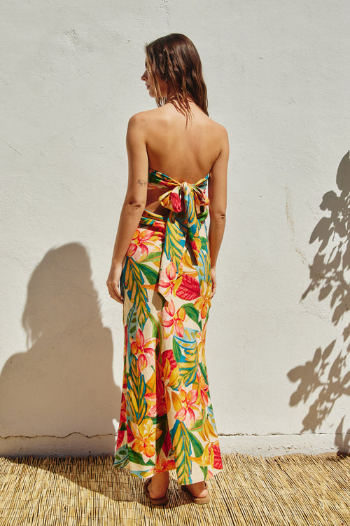 Taylor Floral Strapless Cowl Tie Back Maxi Dress - Botanical Garden