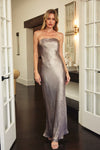 Taylor Strapless Cowl Tie Back Maxi Dress - Pewter