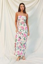 Taylor Floral Strapless Cowl Tie Back Maxi Dress