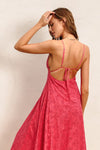 Allie Eyelet Tie Back Midi Dress - Bright Pink