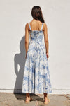 Raven Vintage Print Sweetheart Corset Midi Dress - Porcelain
