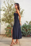 Ivania Belted Linen Maxi Dress - Navy