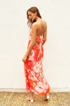 Felicity Strapless Tie Back Cowl Floral Maxi Dress