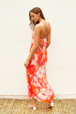 Felicity Strapless Tie Back Cowl Floral Maxi Dress