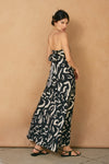 Nathalia Strapless Tie Back Maxi Dress - Black/Natural