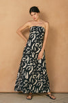 Nathalia Strapless Tie Back Maxi Dress - Black/Natural