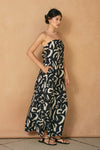 Nathalia Strapless Tie Back Maxi Dress - Black/Natural