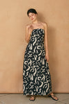 Nathalia Strapless Tie Back Maxi Dress - Black/Natural