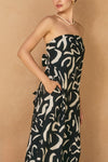 Nathalia Strapless Tie Back Maxi Dress - Black/Natural