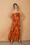 Nathalia Strapless Tie Back Maxi Dress - Rust/Orange
