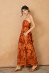 Nathalia Strapless Tie Back Maxi Dress - Rust/Orange