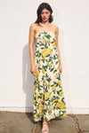 Nathalia Strapless Tie Back Maxi Dress - Lemon