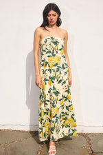 Nathalia Strapless Tie Back Maxi Dress - Lemon