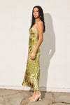 Gia Tropical Strapless Cowl Back Maxi Dress - Green/Cream