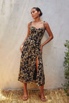 Mandy Floral Sweetheart Shoulder Tie Midi Dress
