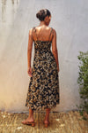Mandy Floral Sweetheart Shoulder Tie Midi Dress