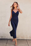 Jaylee Satin Cowl Back Slip Maxi Dress - Navy