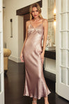 Jaylee Satin Cowl Back Slip Maxi Dress - Rose Pearl