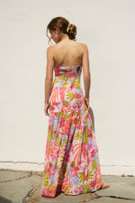 Morgan Floral Strapless Drop Waist Maxi Dress - Pink Floral