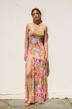 Morgan Floral Strapless Drop Waist Maxi Dress - Pink Floral
