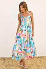 Haisley Bustier Fit & Flare Halter Maxi Dress