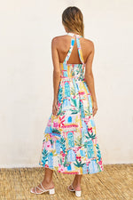 Haisley Bustier Fit & Flare Halter Maxi Dress