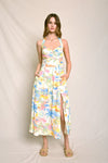 Dacia Coastal Print Halter Bustier Midi Dress