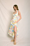 Dacia Coastal Print Halter Bustier Midi Dress