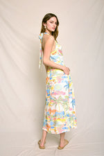 Dacia Coastal Print Halter Bustier Midi Dress