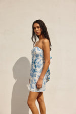 Carla Strapless Floral Tie Back Mini Dress