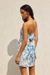 Carla Strapless Floral Tie Back Mini Dress