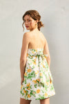 Carla Strapless Lemon Print Tie Back Mini Dress