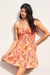 Kara Smocked Fruit Print Ruffle Trim Detail Mini Dress - Fruit/Multi
