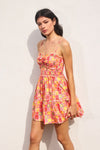 Kara Smocked Fruit Print Ruffle Trim Detail Mini Dress - Fruit/Multi