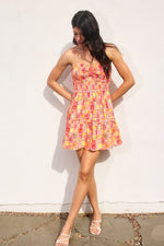 Kara Smocked Fruit Print Ruffle Trim Detail Mini Dress - Fruit/Multi