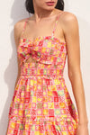 Kara Smocked Fruit Print Ruffle Trim Detail Mini Dress - Fruit/Multi