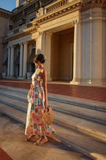 Laurel Amalfi Print Strapless Belted Maxi Dress