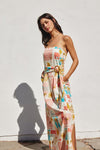 Laurel Amalfi Print Strapless Belted Maxi Dress