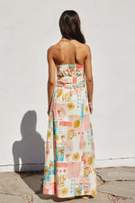 Laurel Amalfi Print Strapless Belted Maxi Dress