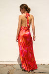 Ashley Satin Halter Floral Maxi Dress
