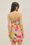 Adelia Beach Print Linen Strapless Mini Dress - Pink Beach