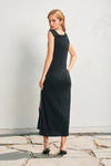 Edith One Shoulder Gold Detail Maxi Dress - Black