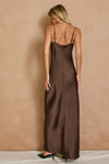 Helena Satin Slip Maxi Dress - Brown