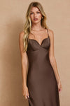 Helena Satin Slip Maxi Dress - Brown