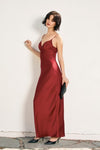 Helena Satin Slip Maxi Dress - Wine