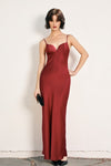 Helena Satin Slip Maxi Dress - Wine